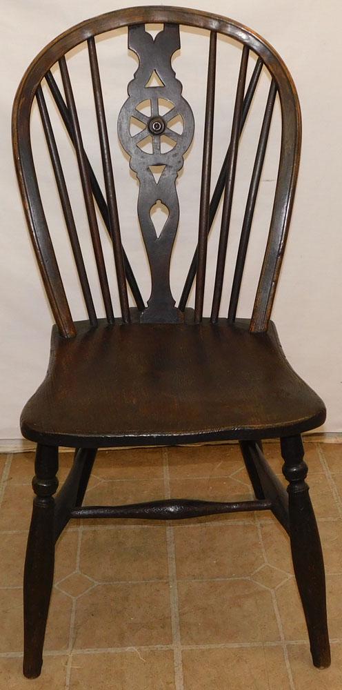 19th C Elmwood Windsor Child's Chair: 19th C Elmwood Windsor Child's Chair . 33 1/2" H ALL DESCRIPTIONS AND ANY CONDITION STATEMENT GIVEN BY LANGSTON AUCTION GALLERY ARE STRICTLY OPINIONS AND LANGSTON'S SHALL HAVE NO RESPONSIBILITY FOR ER