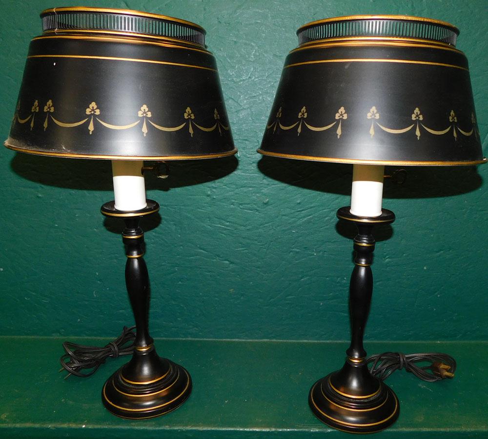 Pair of Painted Tole Lamps (1 of 3)