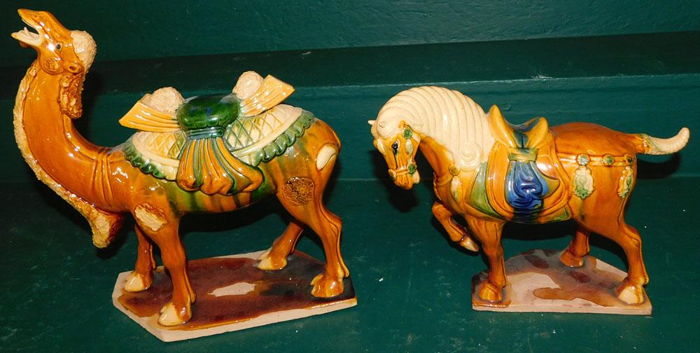 2 Oriental Pottery Figures of Horse & Camel (1 of 3)