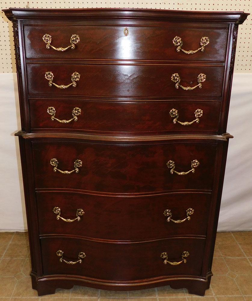 Mahogany 6 Drawer Chest by White Furniture Co.: Mahogany 6 Drawer Chest by White Furniture Co. . 39" W 21" D 54 1/4" H ALL DESCRIPTIONS AND ANY CONDITION STATEMENT GIVEN BY LANGSTON AUCTION GALLERY ARE STRICTLY OPINIONS AND LANGSTON'S SHALL HAVE NO