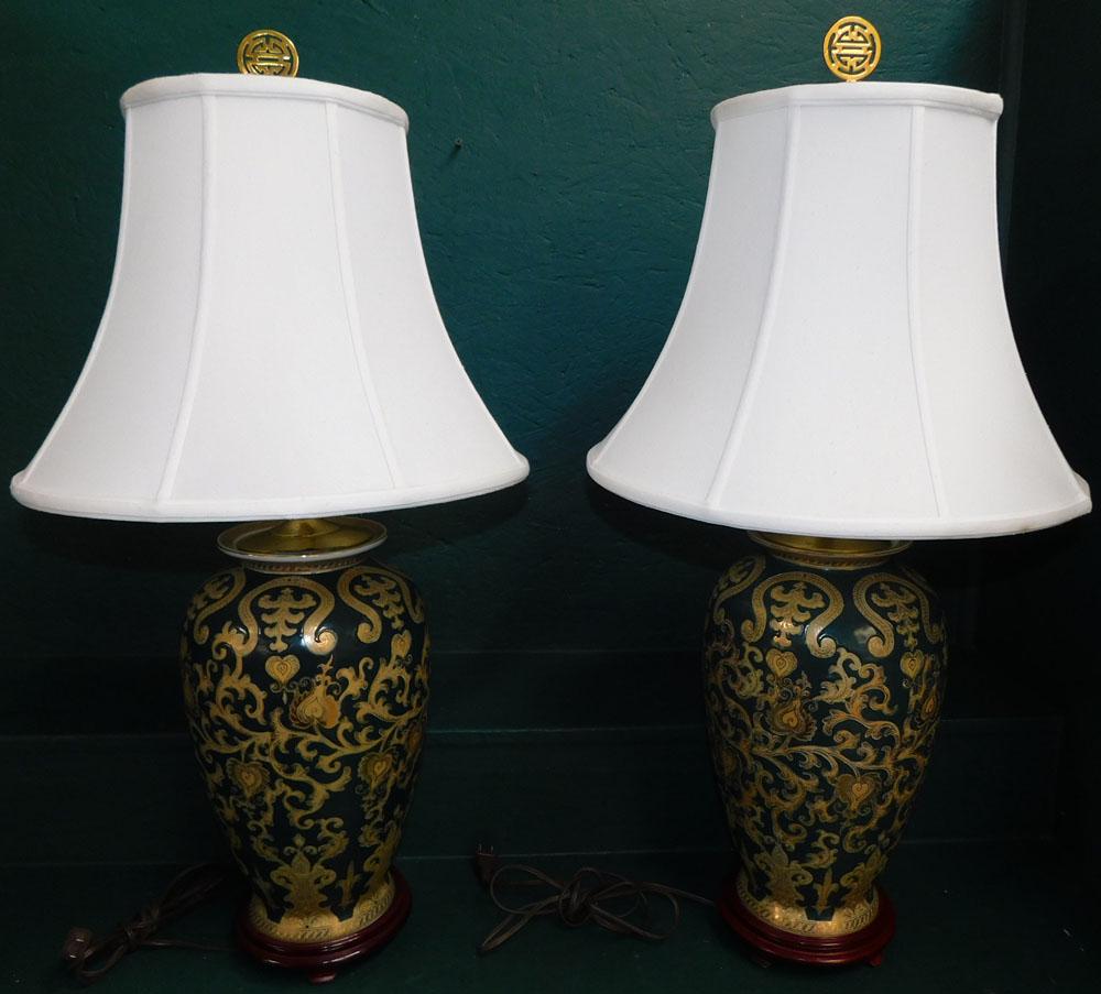 Pair of Oriental Porcelain Lamps (1 of 3)