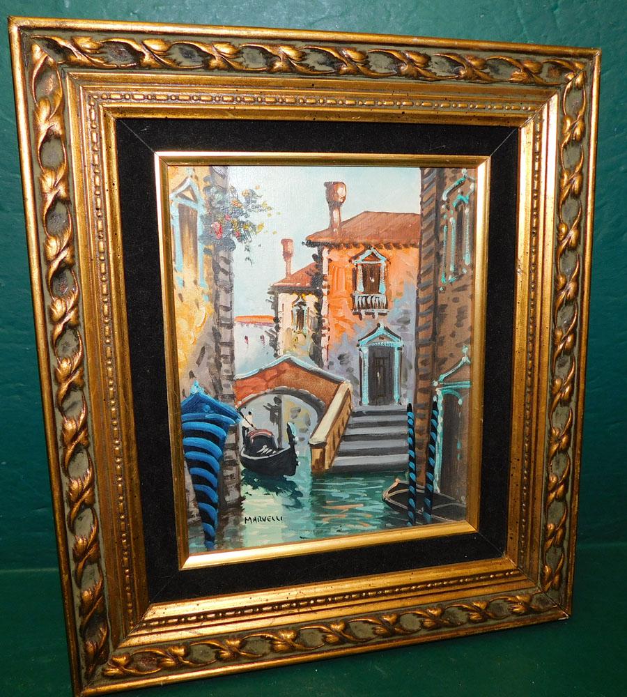 Oil on Canvas Venetian Scene Signed Marvelli (1 of 4)