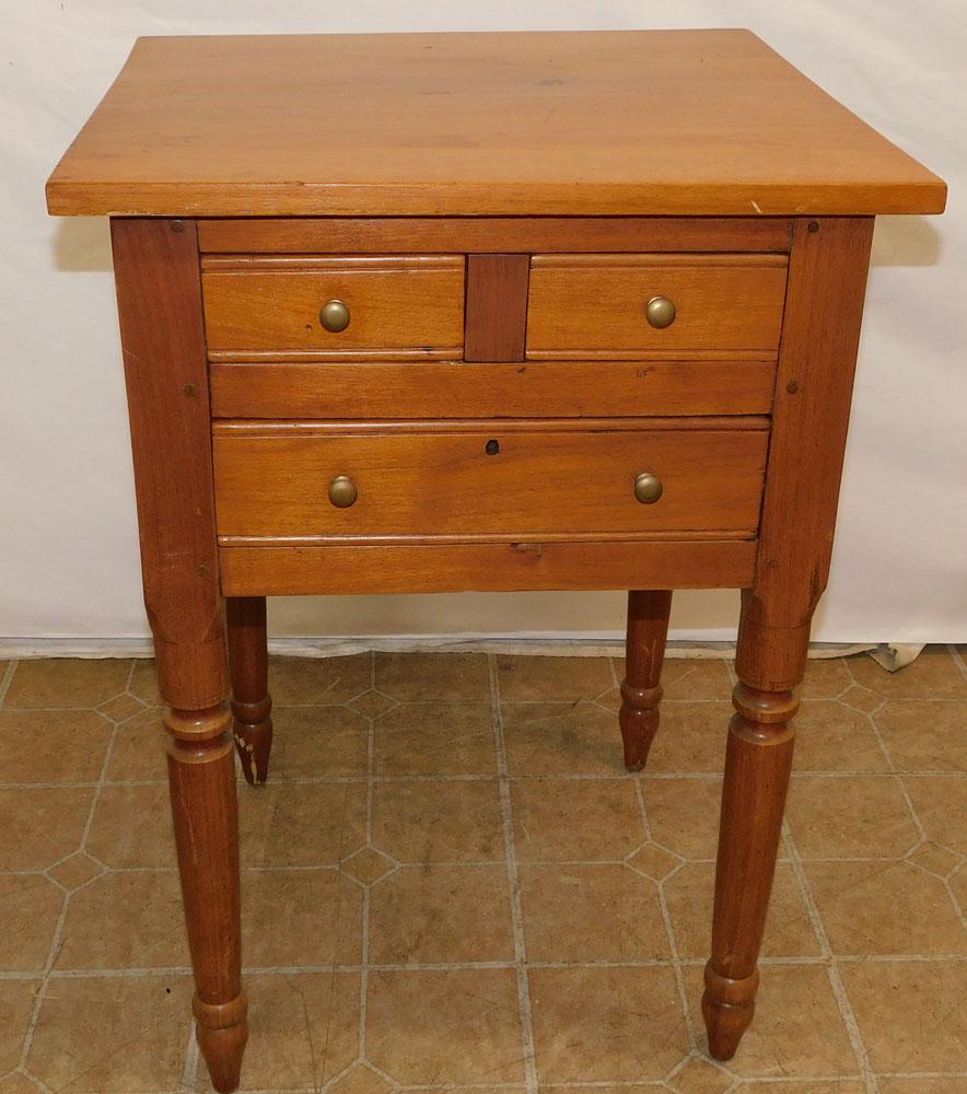 19th C Sheraton Walnut 3 Drawer Night Stand (1 of 5)