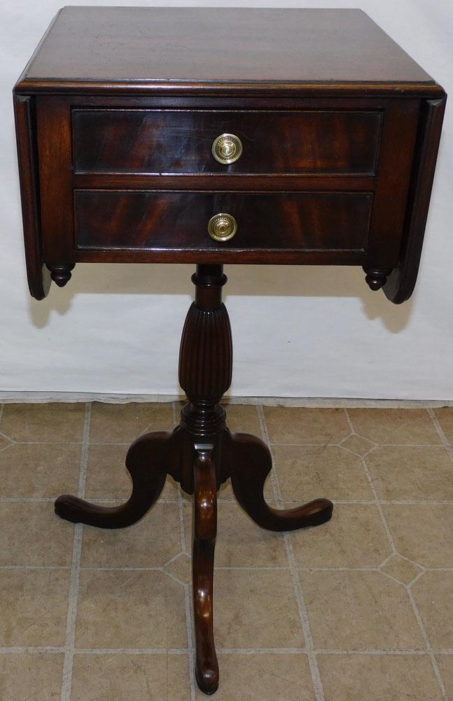 Mahogany 2 Drawer Drop-Leaf Stand by Hathaways, NY (1 of 7)