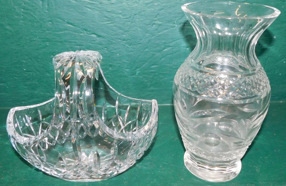 Signed Waterford Crystal Basket & Vase (1 of 2)