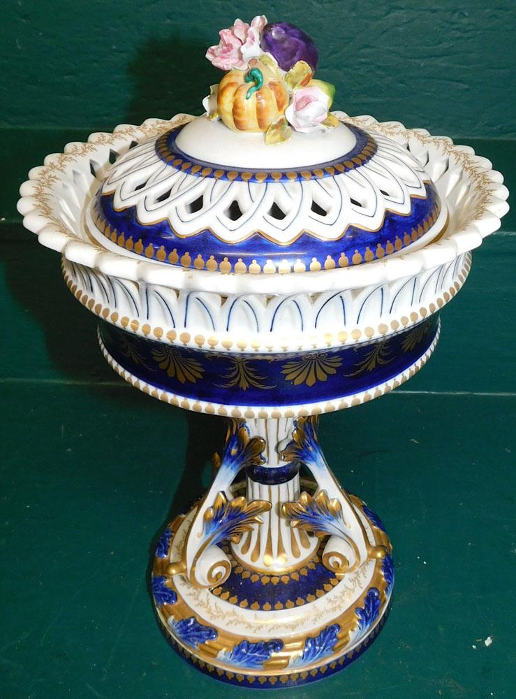 Dresden Porcelain Compote Form Covered Urn (1 of 4)