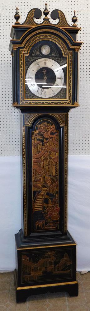 Black Lacquered & Chinoiserie Decorated German Grandfather Clock by Colonial Michigan (1 of 14)
