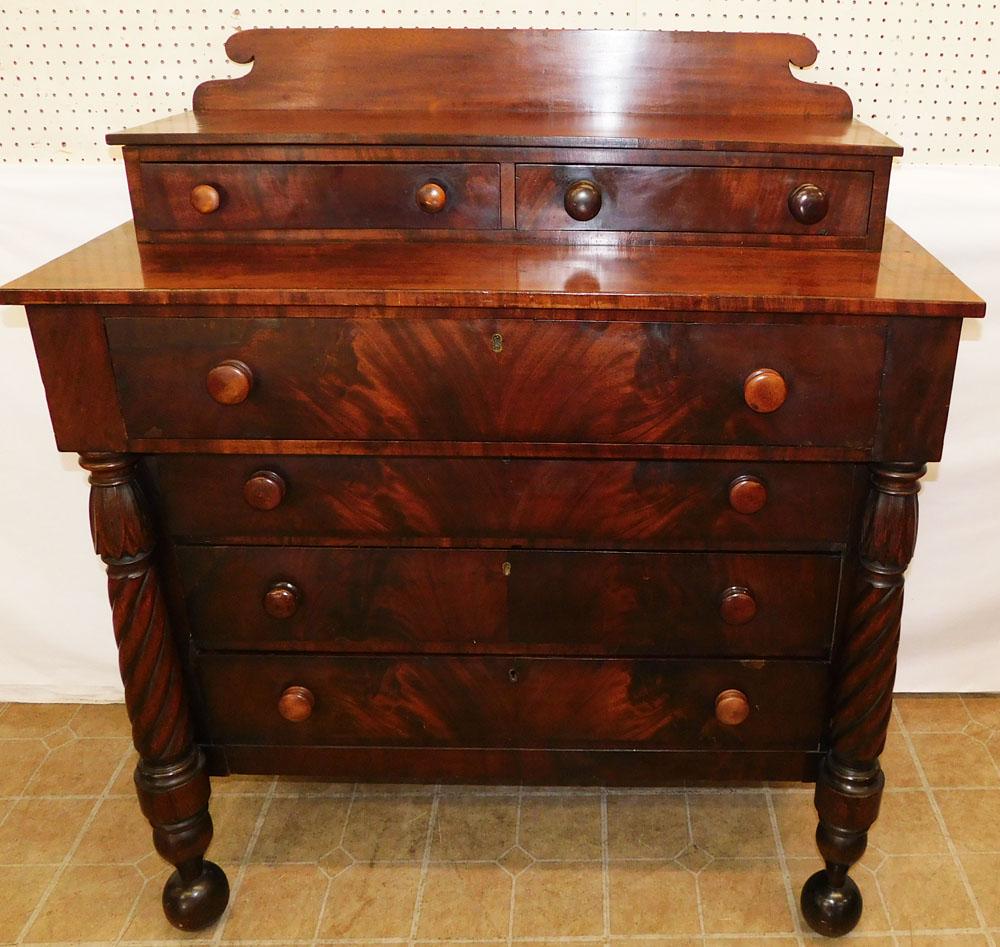 19th C Mahogany Empire 2/4 Step-Back Chest (1 of 10)