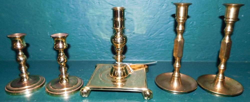 5 Brass Candlesticks by Baldwin (1 of 4)