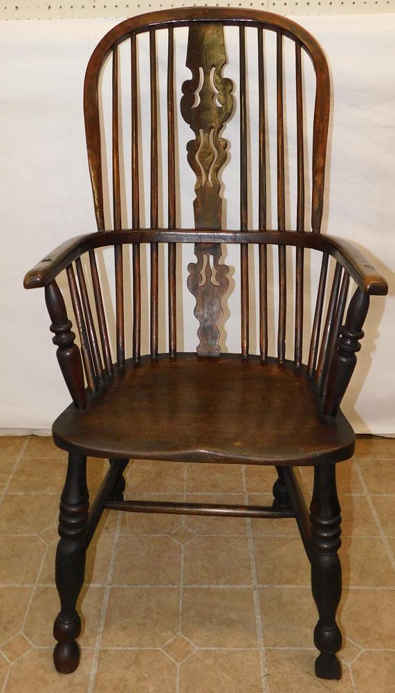 19th C Walnut & Oak Windsor Arm Chair (1 of 6)