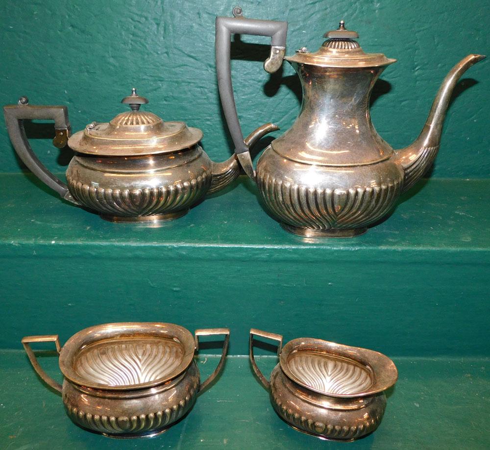 4 Piece Sheffield Silverplate Tea Service (1 of 3)