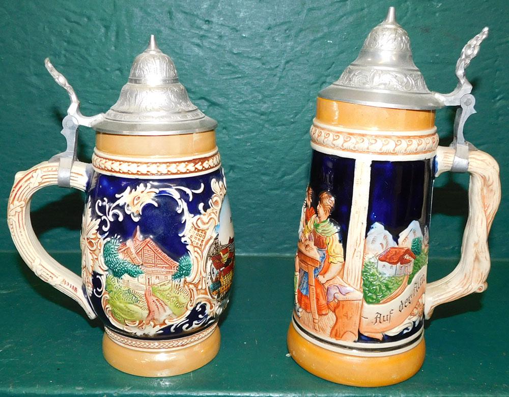 2 German Beer Steins with Pewter Lids (1 of 8)