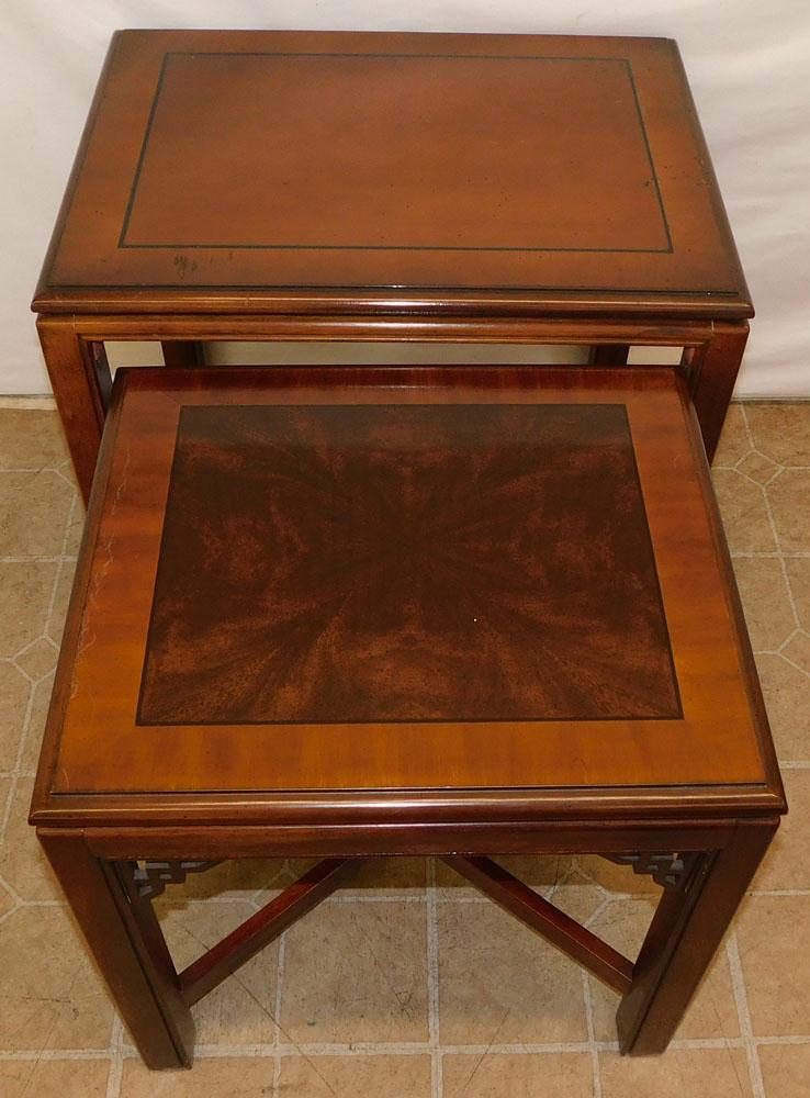 Mahogany Banded Top Chippendale Style Nesting Tables (1 of 3)
