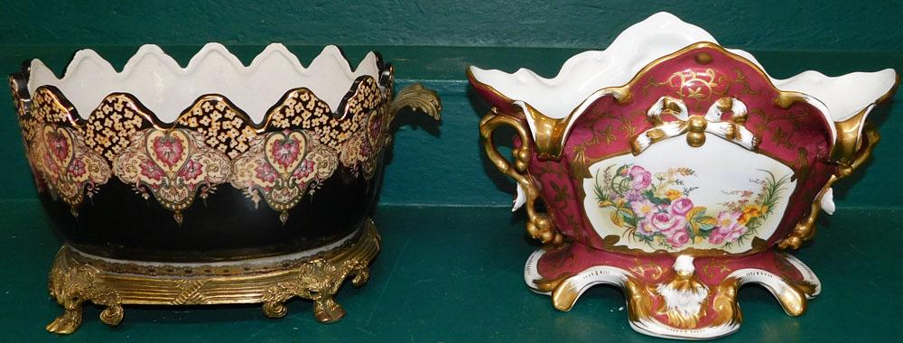 2 Paint Decorated Porcelain Jardinieres (1 of 4)