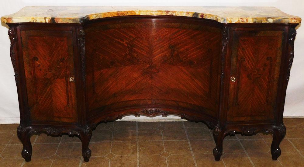 Antique Walnut & Rosewood Inlaid French Marble Top Vanity (1 of 12)