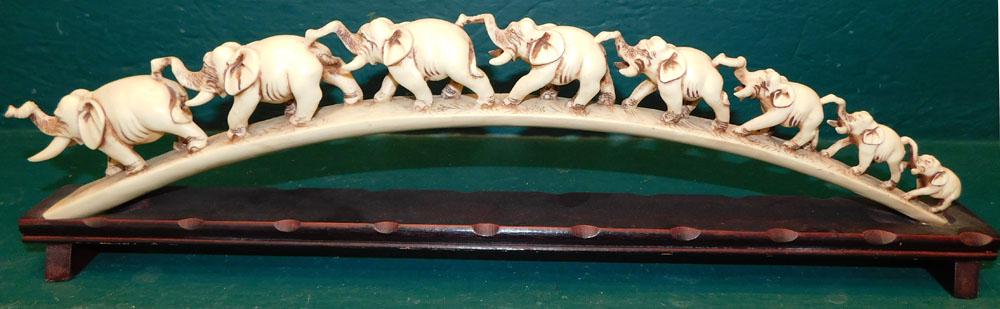 Bridge of Resin Elephants on Oriental Stand (1 of 3)