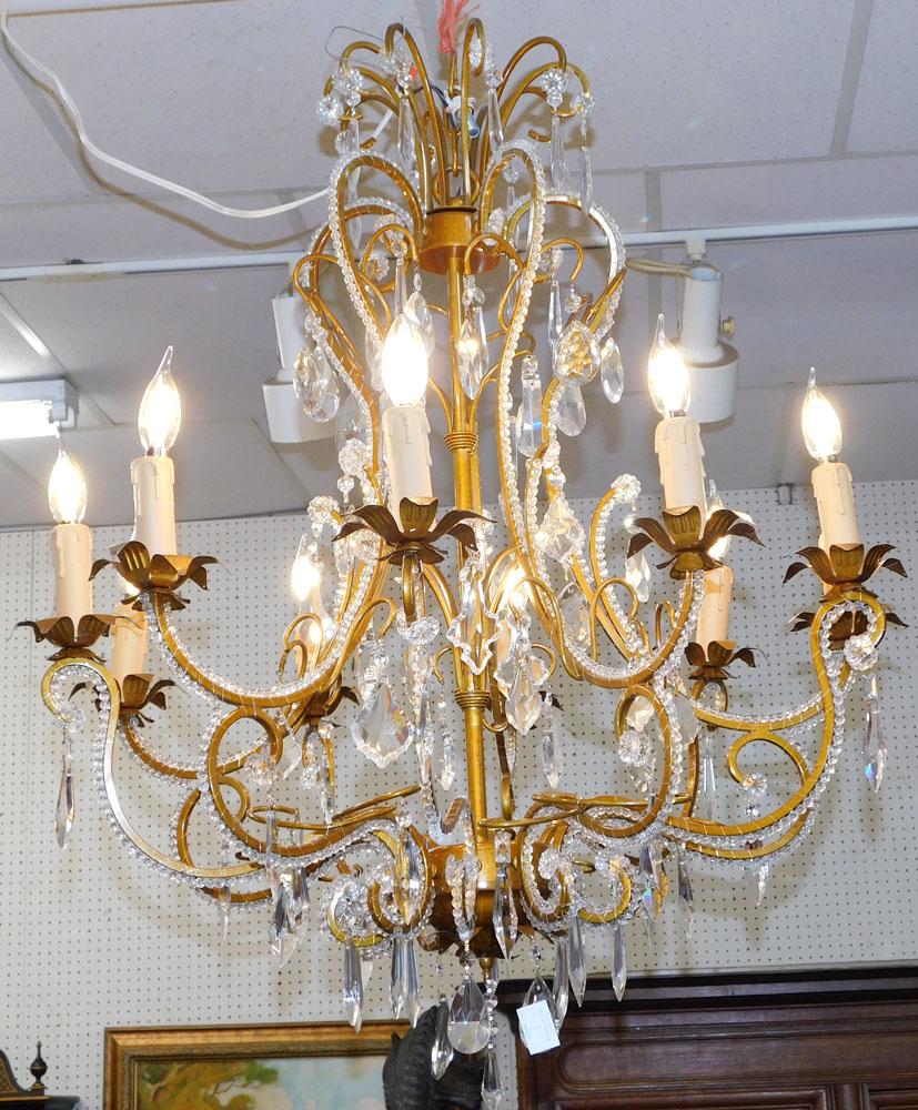 10 Light Painted Metal & Crystal Chandelier (1 of 4)