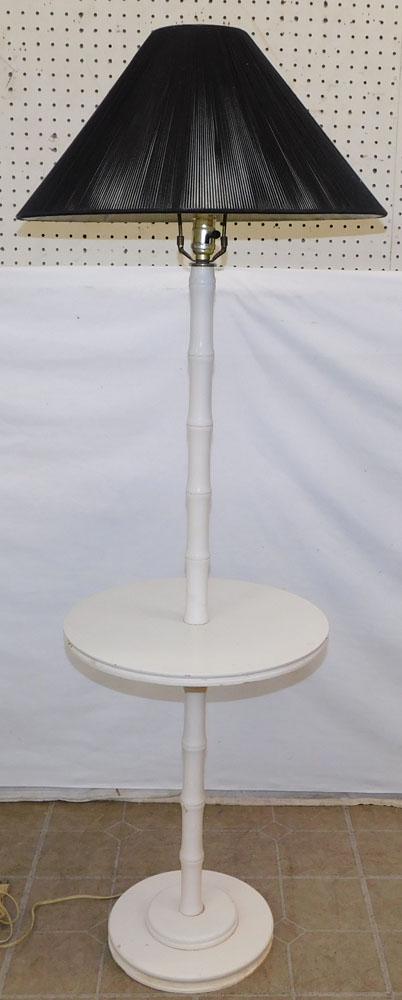 Painted Faux Bamboo Floor Lamp with Handmade Shade (1 of 8)