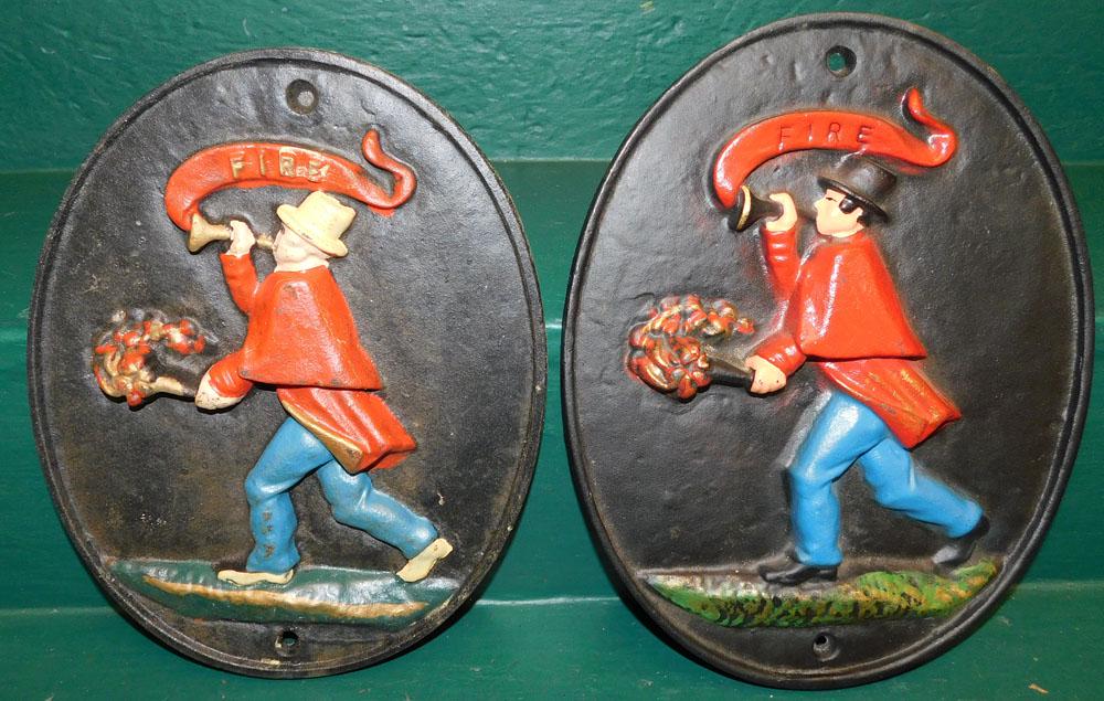 Pair of Painted Cast Iron Fire House Plaques (1 of 2)