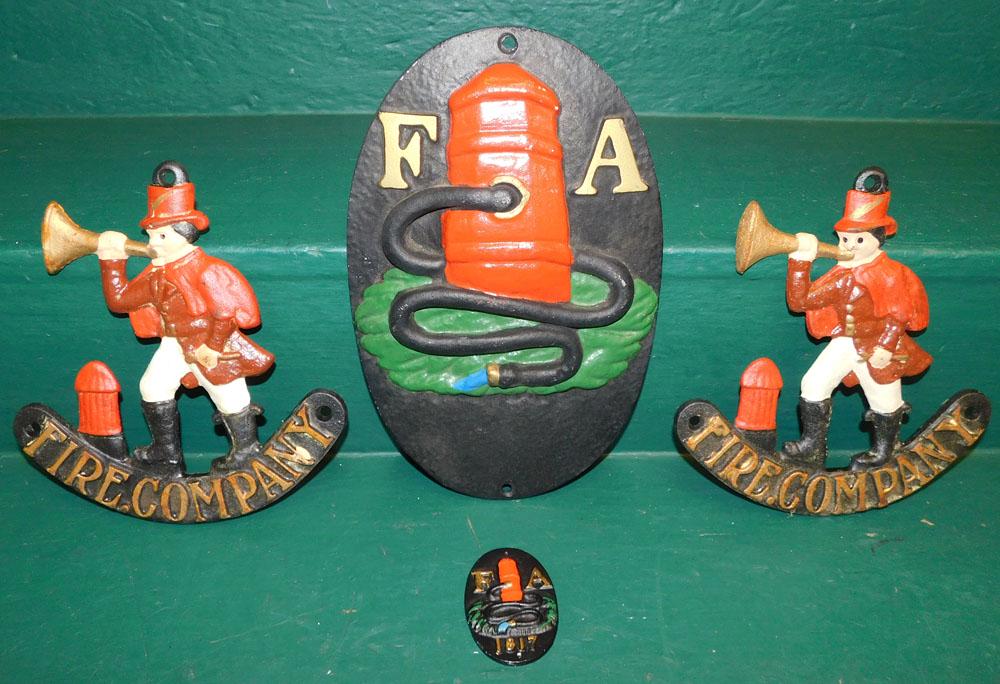 4 Painted Cast Iron Fire House Plaques (1 of 3)