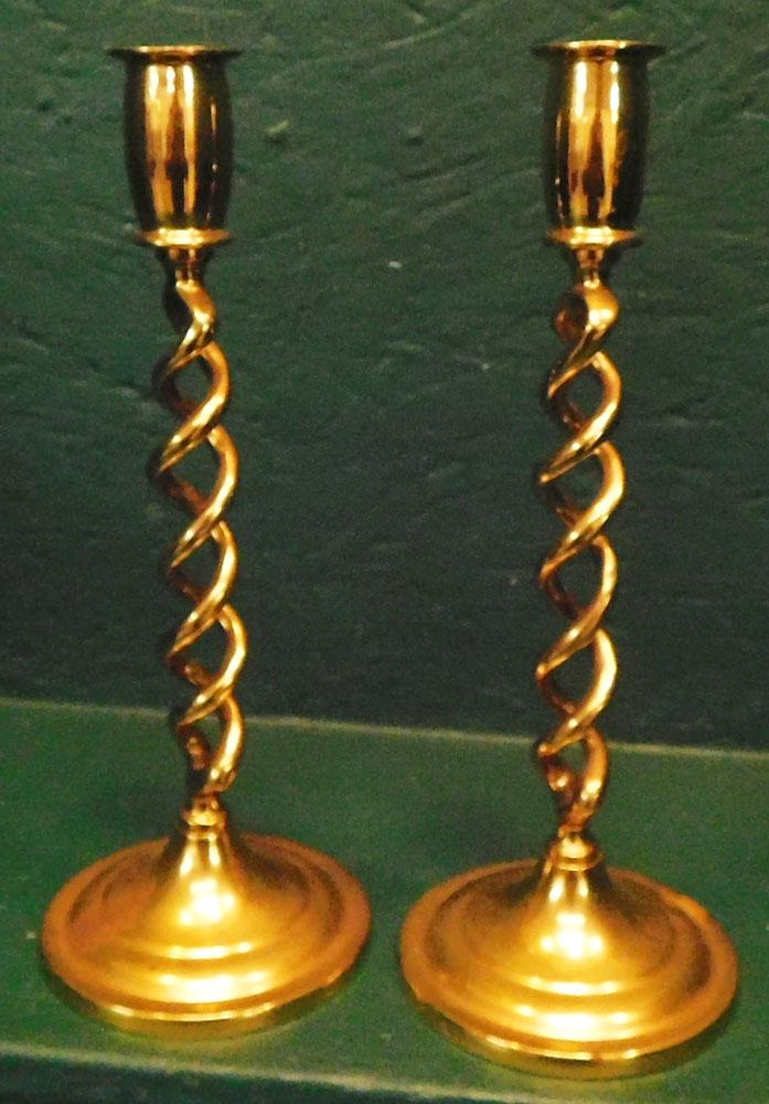 Pair of Brass Barley Twist Candlesticks (1 of 2)