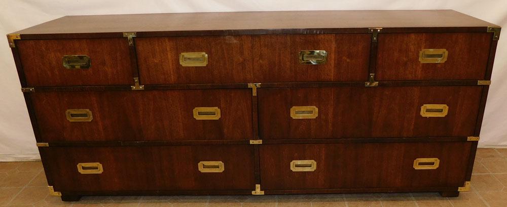 Walnut Mid Century Modern Campaign Style 7 Drawer Credenza by Lane (1 of 7)