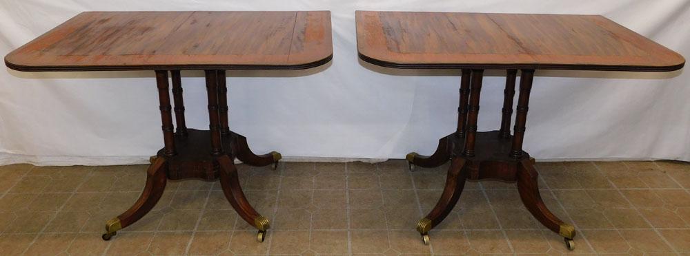 Pair of 19th C Mahogany & Yew wood Banded Top Consoles (1 of 5)