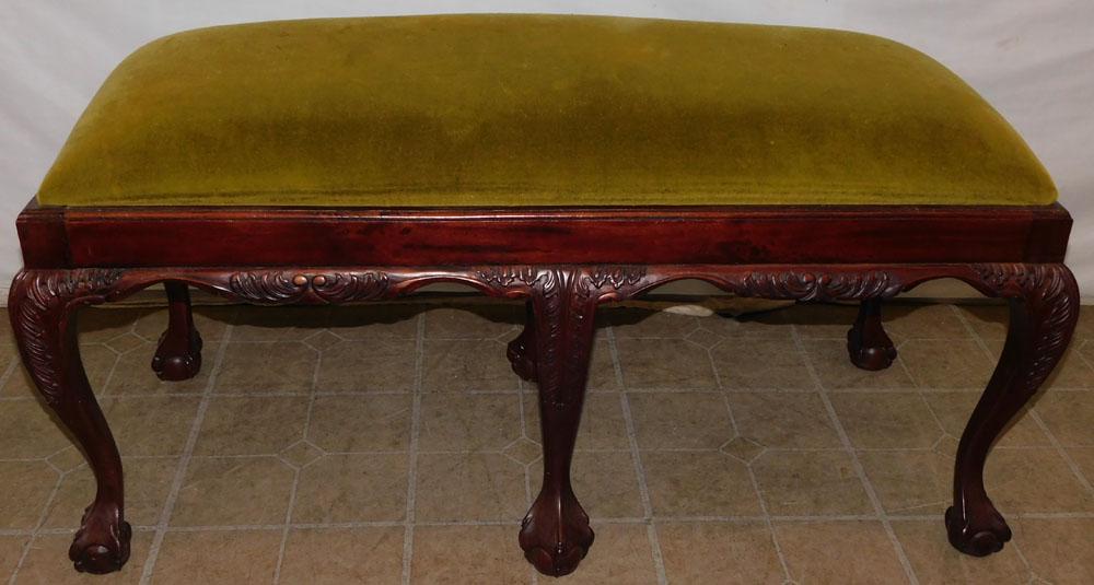 Carved Mahogany Chippendale Style Window Bench (1 of 3)