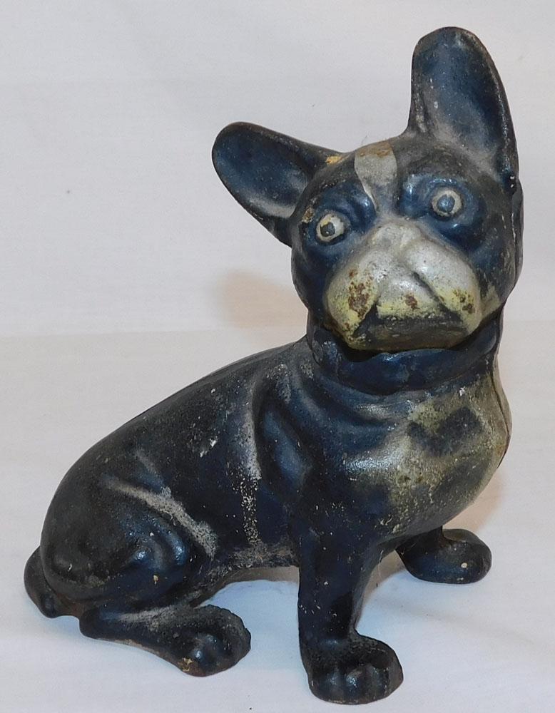 Painted Cast Iron Door Stop of Sitting Boxer (1 of 4)
