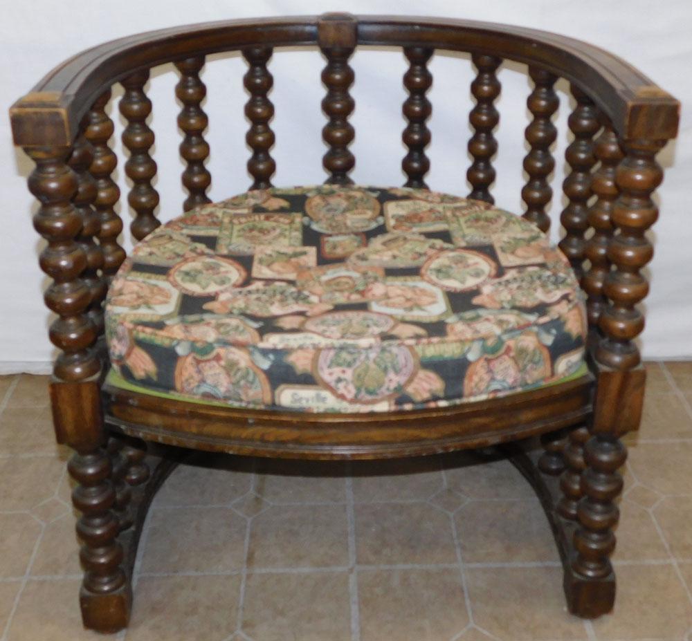 Walnut Spool Turned Barrel Back Arm Chair (1 of 4)