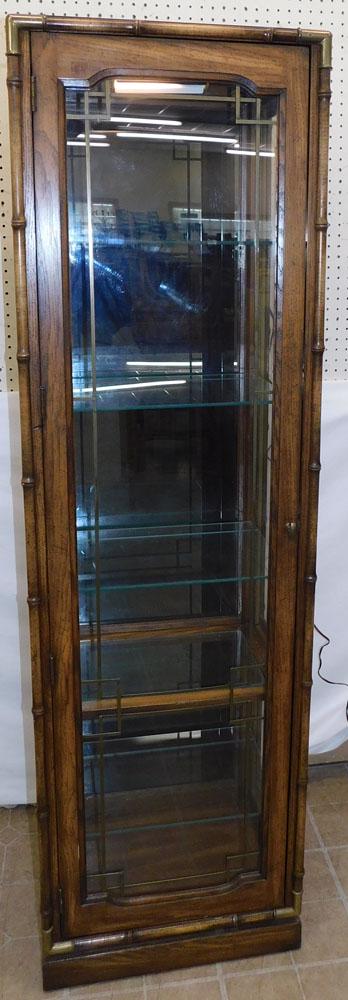 Faux Bamboo Mid Century Walnut & Brass Display Case (1 of 8)