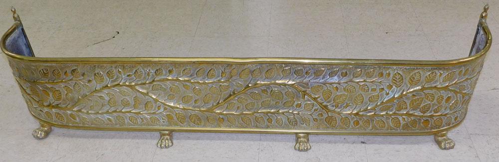 Antique Brass Embossed Fireplace Fender (1 of 3)