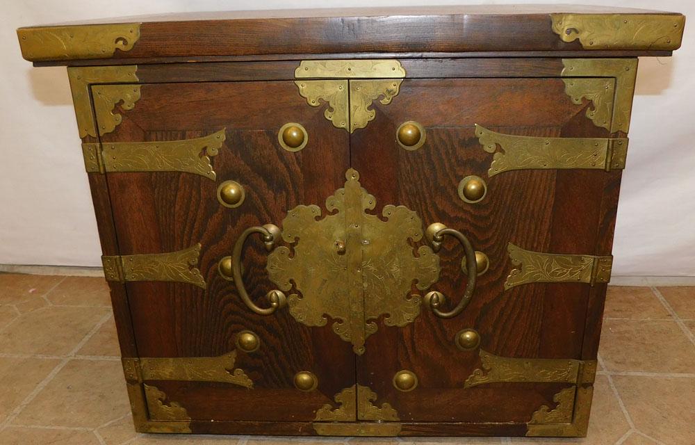 Oriental Style Brass Bound Cabinet (1 of 4)