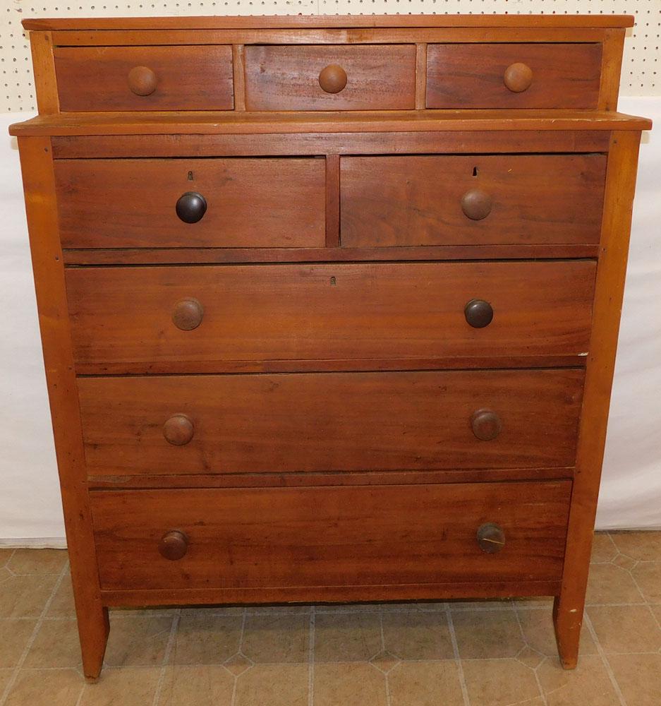 19th C Walnut 3/2/3 Chest of Drawers with Heart Pine Interior (1 of 6)