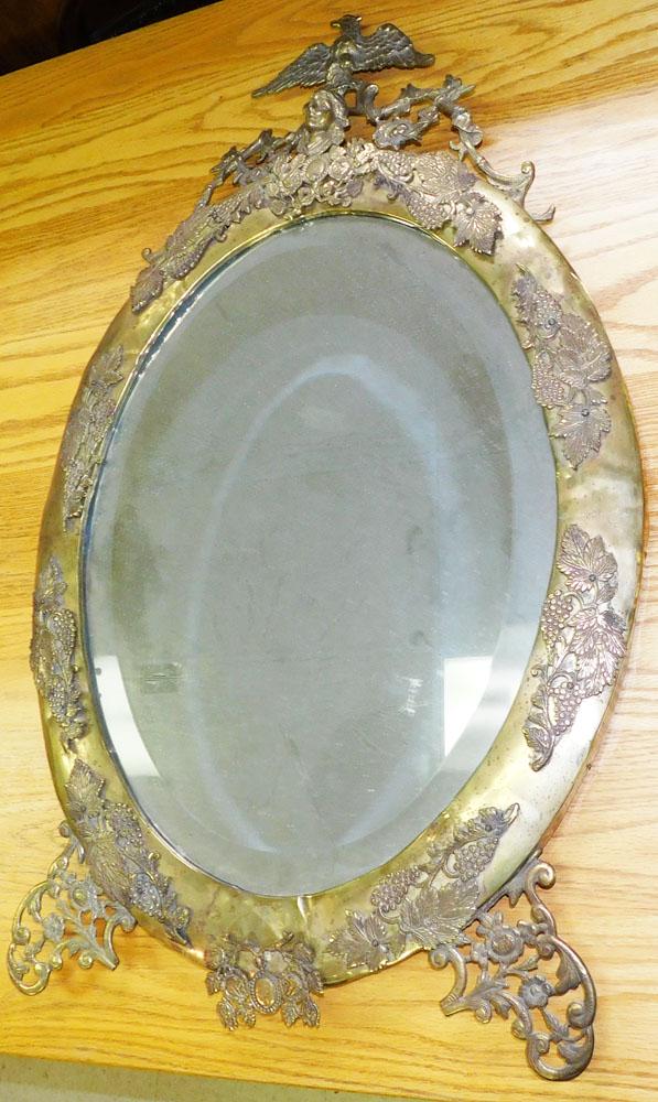 Antique Ornate Brass Framed Bevel Edge Mirror (1 of 6)