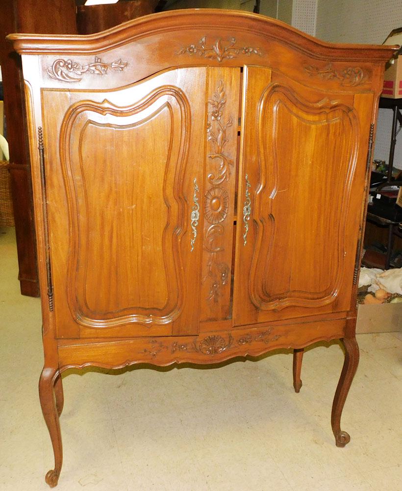 Antique Carved Walnut French 2 Door Cabinet (1 of 6)