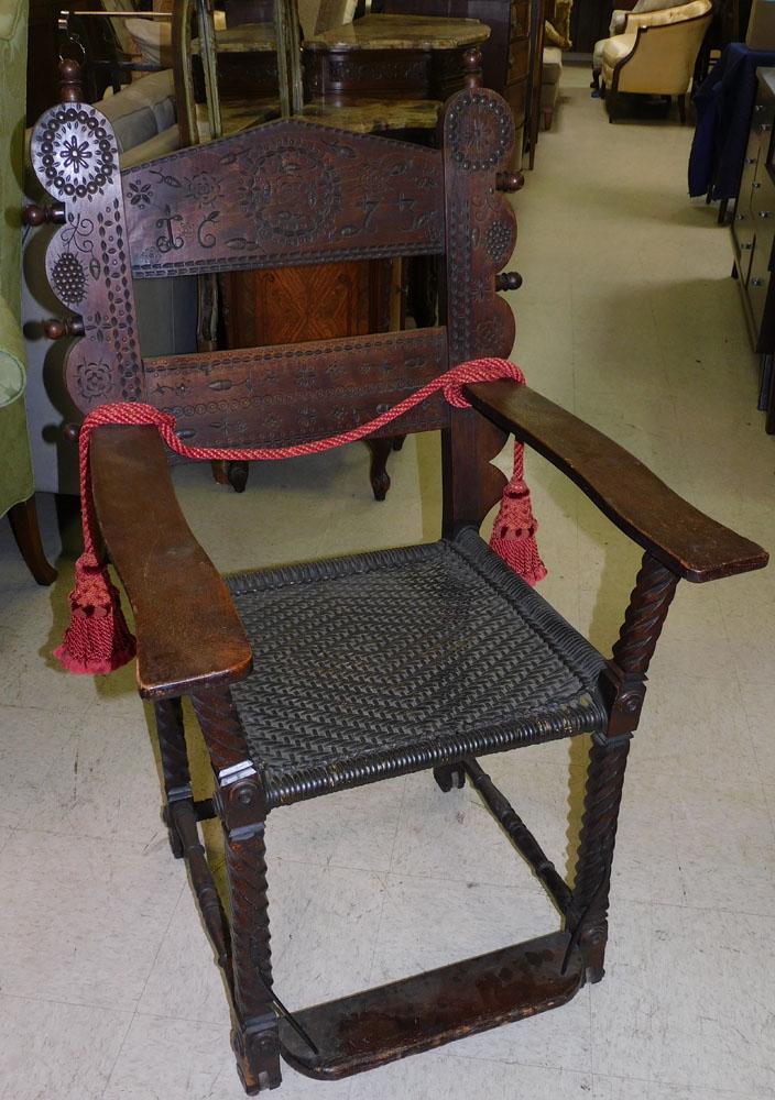 Antique Carved Walnut Arm Chair (1 of 5)