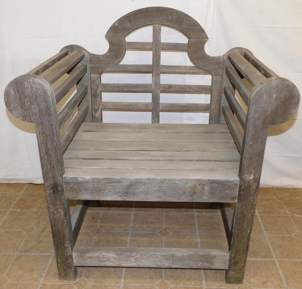 Teakwood Chippendale Style Outdoor Arm Chair: Teakwood Chippendale Style Outdoor Arm Chair . 36 1/4" H ALL DESCRIPTIONS AND ANY CONDITION STATEMENT GIVEN BY LANGSTON AUCTION GALLERY ARE STRICTLY OPINIONS AND LANGSTON'S SHALL HAVE NO RESPONSIBILIT