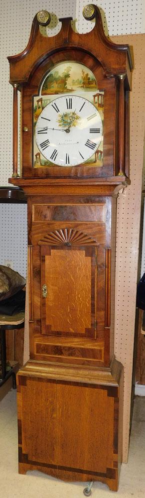 19th C English Oak & Mahogany 30 Hour Grandfather Clock, (No Weights or Pendulum) (1 of 4)