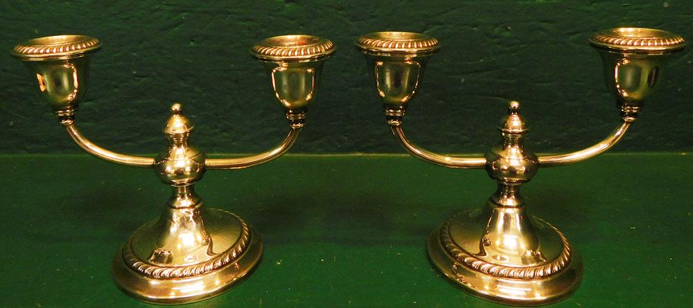 Pair of Sterling Weighted 2 Light Candelabras (1 of 1)