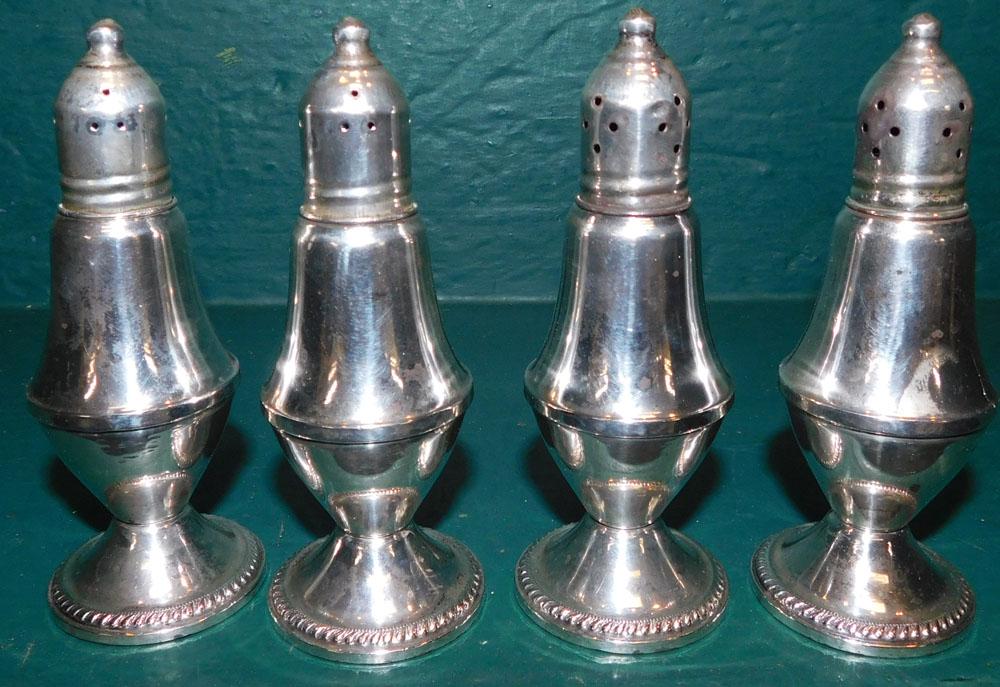2 Pair of Sterling Weighted Salt & Pepper Shakers (1 of 1)