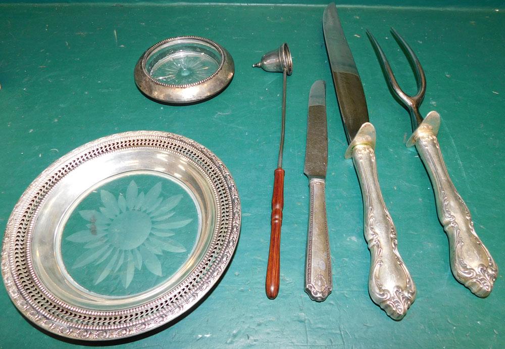 Lot of Sterling Handle Items & Sterling Rim Coasters (1 of 1)