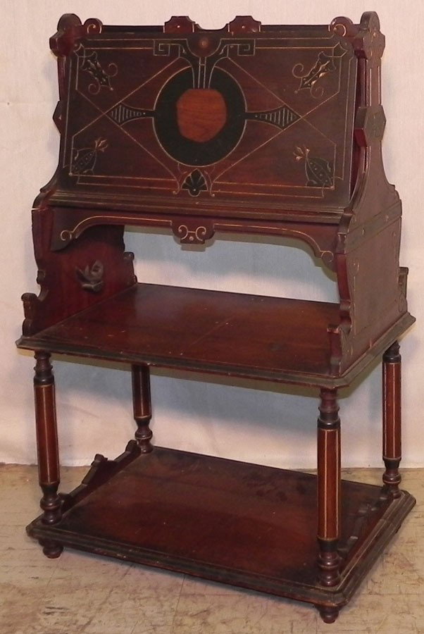 Walnut Vict sheet music stand or Canterbury: Walnut Victorian sheet music stand or Canterbury.