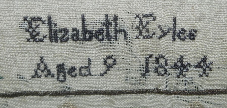 Sampler dated 1844 Elizabeth Elyes. - 2