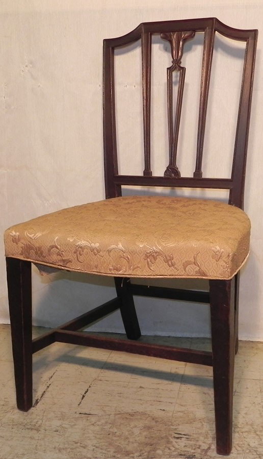 Antique Sheraton mahogany side chair.: Antique Sheraton mahogany side chair.