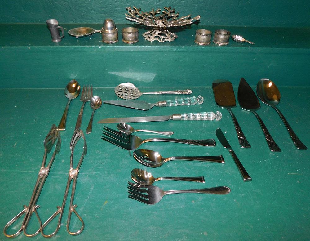 Lot of Silverplate Serving Items & Napkin Rings (1 of 2)