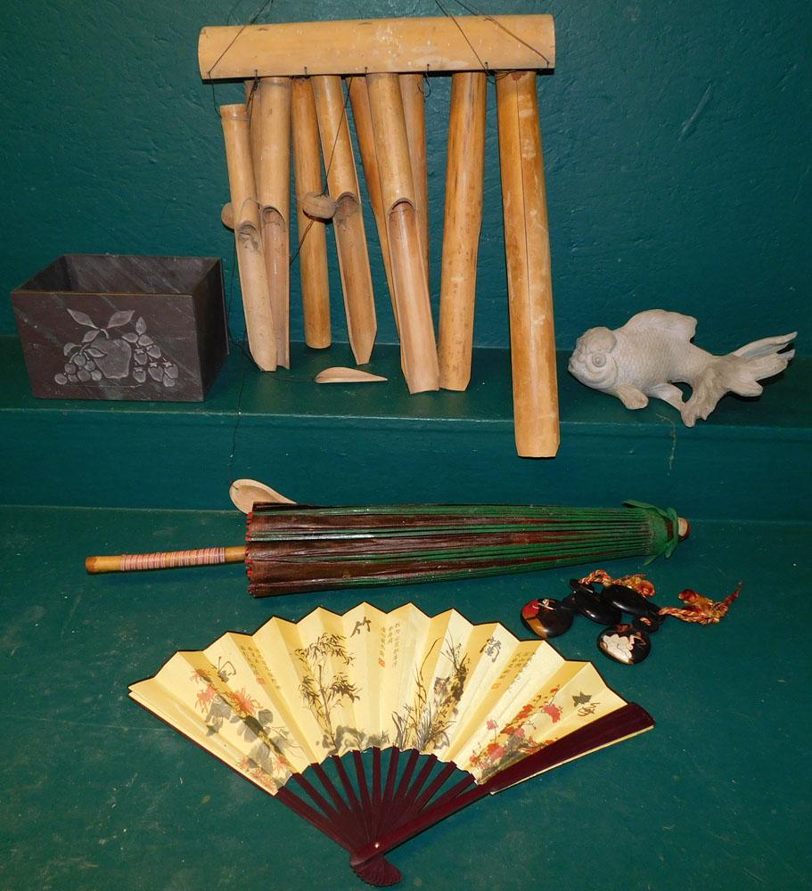 Lot of Oriental Umbrella & Bamboo Chimes (1 of 5)