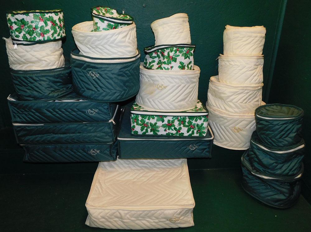 Lot of Protective Storage China Cases, (Some Lenox): Lot of Protective Storage China Cases, (Some Lenox). ALL DESCRIPTIONS AND ANY CONDITION STATEMENT GIVEN BY LANGSTON AUCTION GALLERY ARE STRICTLY OPINIONS AND LANGSTON'S SHALL HAVE NO RESPONSIBILITY FO