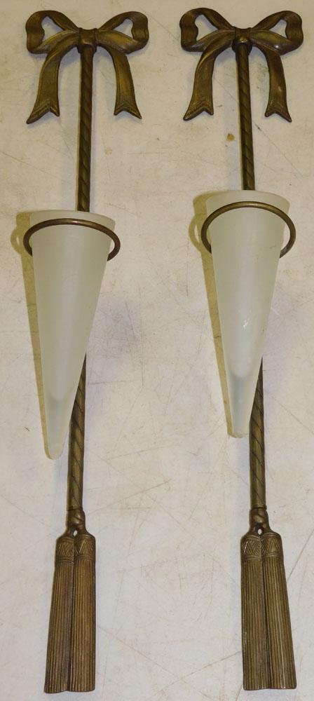Pair of Brass & Glass Wall Pocket Sconces by Silvestri (1 of 3)