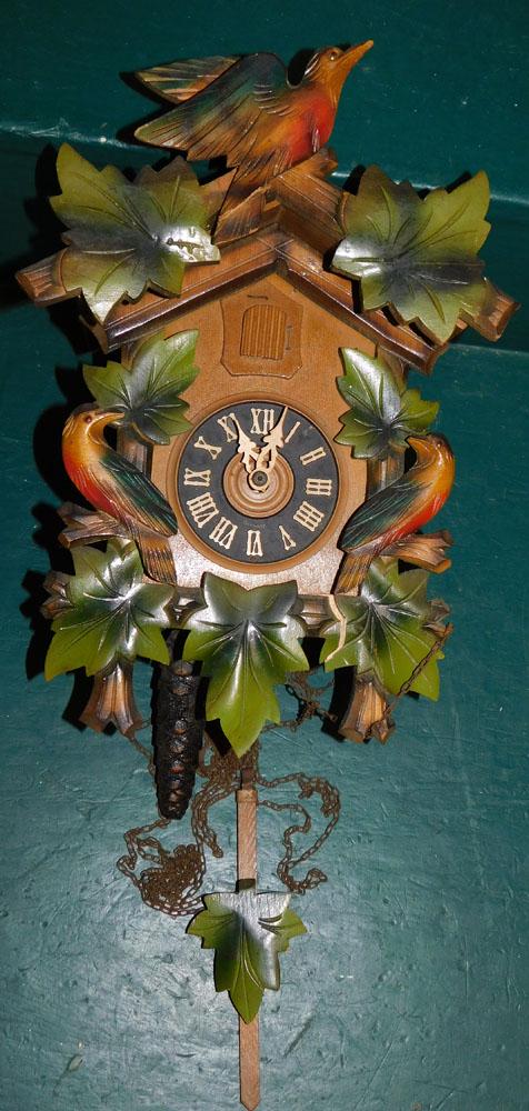 Ornate German Cuckoo Clock with Bird Motif (1 of 6)